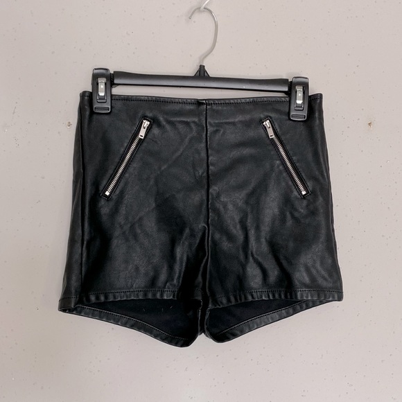 Divided Pants - Faux Leather High Waisted Shorts